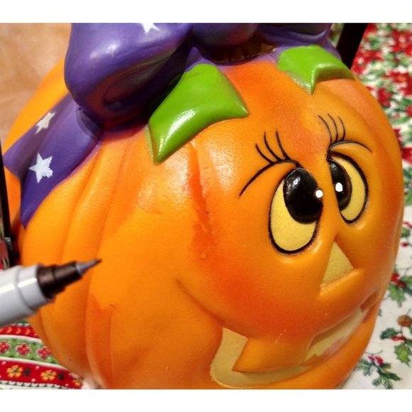 Vintage Halloween Pumpkin Blow Molds, Smiling Boy - Picture 10 of 10